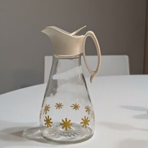 1960s Vintage Log Cabin glass syrup dispenser